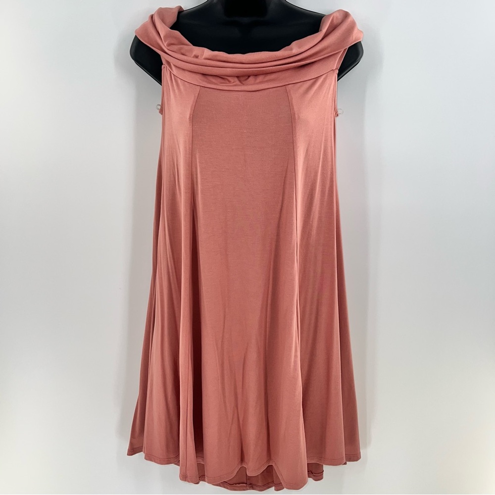 Blu Heaven Women's Dusty Pink Off-Shoulder Sleeveless Swing/Tent Dress-Size M